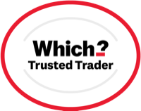 Which? Trusted Trader logo, symbolizing reliability and quality in emergency drain services for stadiums, associated with Environ Drainage Services.